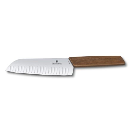 Swiss Modern | Santoku | Bordázott | 17 cm | Diófa